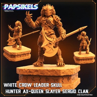 white crow leader skull hunter ax queen slayer sergio clan papsikels miniatures Tabletop Characters & Creatures Sci-Fi Universe 3d print model - Mito3D