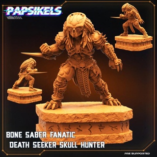 bone saber fanatic death seeker skull hunter papsikels miniatures Tabletop Characters & Creatures Sci-Fi Universe 3d print model - Mito3D