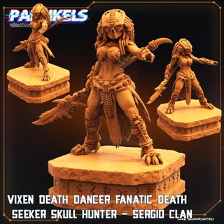 vixen Morte ballerino fanatico cercatore cranio cacciatore papsikels miniature tavolo personaggi creature Sci Fi universo femmina lancia 3d print model - Mito3D