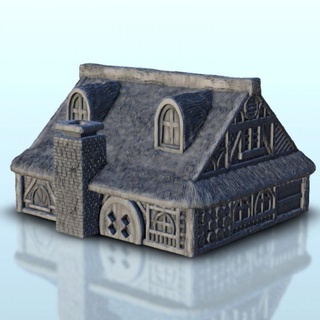 médiéval maison chaume toit 3 Hobbit paysage terrain jeu guerre hartolie miniatures table 3D imprimable fantaisie 3d impression accessoires architecture bâtiment Jeu Jeux jouer marteau figures rôle donjon 3d print model - Mito3D
