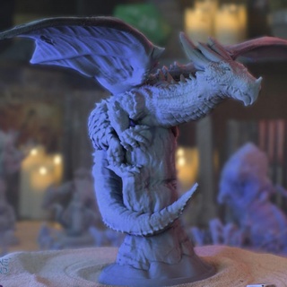dragon tempêtes ésotérique chien table personnages créatures fantaisie univers miniatures tempête violet bleu chromatique présupporté 3d print model - Mito3D