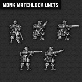 Guerreiro monge mosquete unidades smol miniaturas tampo mesa personagens criaturas fantasia universo antigo jogos guerra rifle samurai variado 3d print model - Mito3D