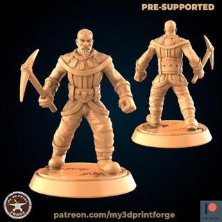 miner attack pose my3dprintforge Tabletop Characters & Creatures Fantasy Universe boss fantasy model miniature rat resin dead warcraft wow dnd johnson mining mines pre-supported deadmines 3d print model - Mito3D