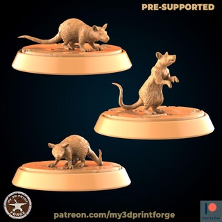 rat pack 3 models my3dprintforge Tabletop Characters & Creatures Fantasy Universe 3d miniatures model mouse resin dungeon dnd mines pre-supported 3d print model - Mito3D