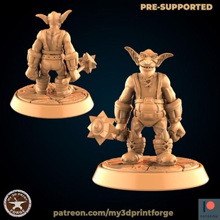 goblin mace my3dprintforge Tabletop Characters & Creatures Fantasy Universe free boss fantasy model miniature warcraft wow dnd mines pre-supported deadmines smeller 3d print model - Mito3D
