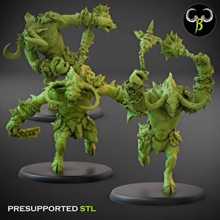 horned brutes dual weapons setb claybeastcreation Tabletop Characters & Creatures Fantasy Universe demon beast bull minotaur chaos beastmen 3d print model - Mito3D