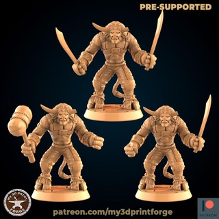 minotaur weapon swap option my3dprintforge Tabletop Characters & Creatures Fantasy Universe fantasy model pirate rpg sculpture resin warcraft wow horde dnd smite tauren pre-supported 3d print model - Mito3D