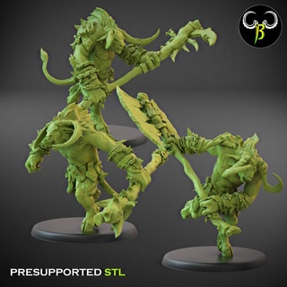 horned brutes heavy weapons setb claybeastcreation Tabletop Characters & Creatures Fantasy Universe demon beast bull minotaur chaos beastmen 3d print model - Mito3D