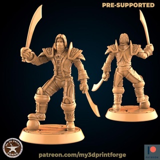 pirate captain my3dprintforge Tabletop Characters & Creatures Fantasy Universe boss fantasy human model sword miniature warcraft wow mace sabre dnd mines pre-supported deadmines edwin 3d print model - Mito3D