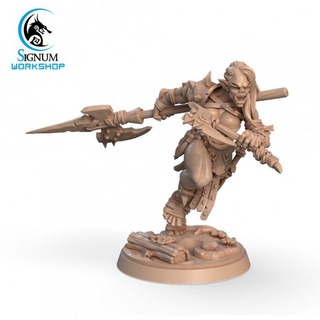 magirr iron spike signum workshop axe dungeons fantasy miniatures orc warrior woman dual tabletop rush berserk tribe ttrpg presupported wield 3d print model - Mito3D