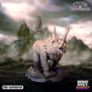 savage beasts kinjo island - grizzly tribearatops 01 broken anvil miniatures Tabletop Characters & Creatures Fantasy Universe Store bones monster zoo hunter tabletop dnd paleontology tabletopgames ttrpg 3d print model - Mito3D