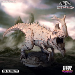 savage beasts kinjo island - ironclad tyranno 01 broken anvil miniatures Tabletop Characters & Creatures Fantasy Universe Store bones dinosaur monster t-rex zoo hunter tabletop archaeology dnd paleontology tabletopgames ttrpg 3d print model - Mito3D