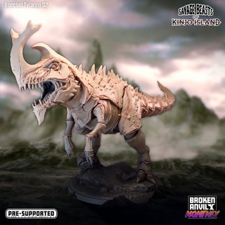 savage beasts kinjo island - ironclad tyranno 02 broken anvil miniatures Tabletop Characters & Creatures Fantasy Universe Store bones dinosaur monster t-rex zoo hunter tabletop archaeology dnd paleontology tabletopgames ttrpg 3d print model - Mito3D
