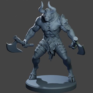 minotaur 3dprintingrealms Tabletop Characters & Creatures Fantasy Universe warrior dnd taurus gaurdian bullman 3d print model - Mito3D