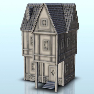 medieval casa columnas 2 oscuro años paisaje terreno juego guerra hartalia miniaturas mesa 3D imprimible fantasía 3d impresión accesorios arquitectura edificio juegos jugar martillo cifras papel calabozo 3d print model - Mito3D