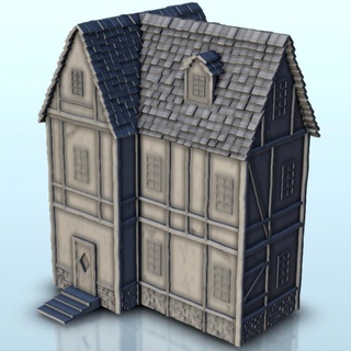 medieval house floor entrance stair 6 - dark age scenery terrain wargame hartolia miniatures Tabletop 3D Printable Terrain Fantasy 3d print printable accessories architecture building fantasy game games play printing warhammer figures role dungeon 3d print model - Mito3D