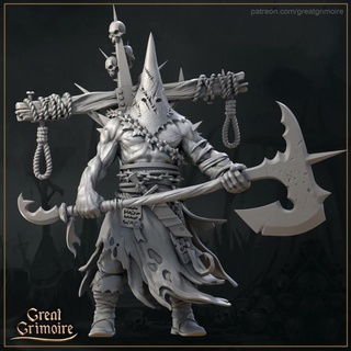 unchained executioner great grimoire Tabletop Characters & Creatures Fantasy Universe axe boss chain cross fighter skull warrior kill murder rope hood 35mm 32mm berserker 3d print model - Mito3D