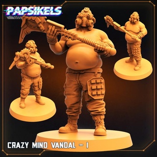 crazy mind vandal - papsikels miniatures Tabletop Characters & Creatures Sci-Fi Universe psycho lands border 3d print model - Mito3D