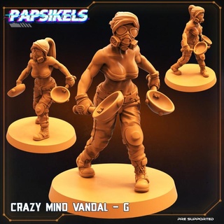 pazzo mente vandalo papsikels miniature tavolo personaggi creature Sci Fi universo femmina padella 3d print model - Mito3D
