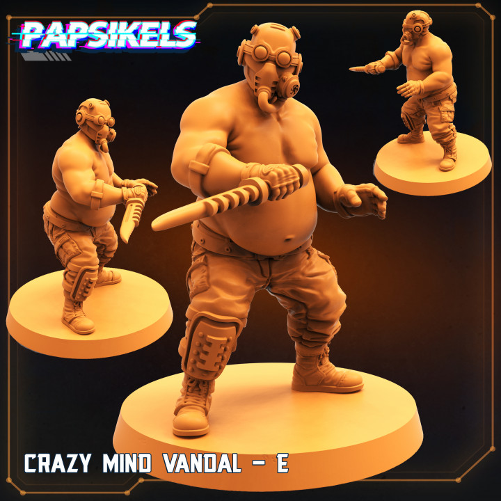 fou esprit vandale papsikels miniatures table personnages créatures Sci univers psychopathe fat terres frontière 3D print model - Mito3D