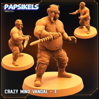 crazy mind vandal - e papsikels miniatures Tabletop Characters & Creatures Sci-Fi Universe psycho fat lands border 3d print model - Mito3D