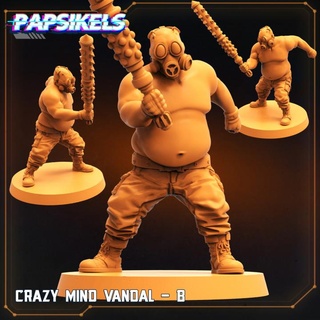 fou esprit vandale papsikels miniatures table personnages créatures Sci univers psychopathe fat terres frontière 3d print model - Mito3D