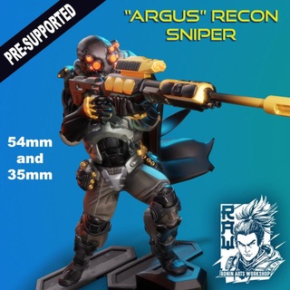 advanced recon sniper argus - cyberpunk soldier hector moran Tabletop Characters & Creatures Sci-Fi Universe rpg trooper warrior miniature tabletop minis pathfinder starfinder operator sharpshooter trpg riffleman 3d print model - Mito3D