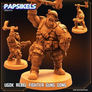 ugok rebel fighter gung gong papsikels miniatures Tabletop Characters & Creatures Sci-Fi Universe axe 3d print model - Mito3D