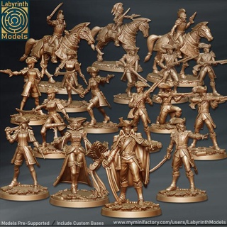 magitek empire collection vol 1 - 32mm scale labyrinth models Tabletop Characters & Creatures Fantasy Universe dungeons fantasy hero rpg wargaming warhammer character miniature mage soldiers engineer boardgame tabletop cavalry wargame patreon d&d knights musketeers officer skirmisher scouts riflemen 3d print model - Mito3D
