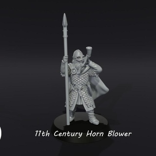 11th century horn blower medbury miniatures  Tabletop Tabletop Characters & Creatures Historical Universe Tabletop Tabletop Characters & Creatures saga norman saxon  3d print model - Mito3D