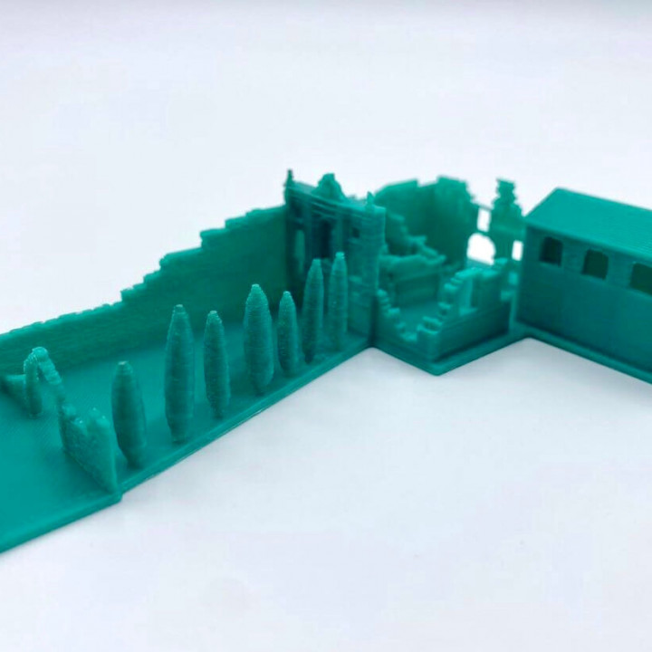 carthusian manastır tırmandım Katalonya ispanya miniworld3d mimari bina keşiş arazi kule anıt kilise kale diyorama dönüm noktası torre kalıntılar mini dünya espa 3D print model - Mito3D