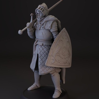 knight realsteone miniatures fighter shield sword 3d print model - Mito3D