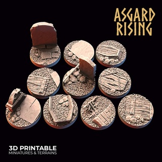 graveyard - 10x 25mm round base pre-supported asgard rising miniatures 3d printable stl detailed fantasy hobby rpg zombie miniature grave resin cemetery infantry dnd ghoul bases tabletopgames rpggames asgardrising fantasygames 3d print model - Mito3D