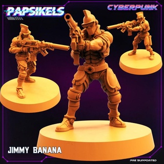Jimmy banane papsikels miniatures table personnages créatures Sci univers pistolet machine robot criminel 3d print model - Mito3D