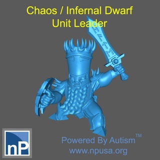 chaos nain unité chef marque table personnages créatures fantaisie univers rpg guerre marteau rois dnd Sigmar infernal batailles 3d print model - Mito3D