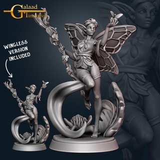 fairy elf 01 - march release galaad miniatures Store dragon fantasy female forest girl roleplay magic miniature staff tabletop exotic dungeon spirit fairies 3d print model - Mito3D