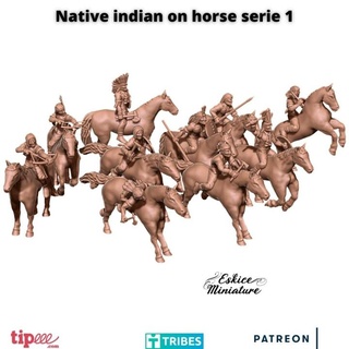 originaire américain chevaux 28mm eskice miniature table personnages créatures historique univers boutique figurine Indien diorama jeu guerre cow boy saga 1 72 indien indigène amincissant wargame28mm 3d print model - Mito3D