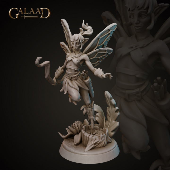 fairy elf 02 - march release galaad miniatures dragon fantasy female forest girl roleplay magic staff bow tabletop dungeon spirit fairies woodland 3D print model - Mito3D