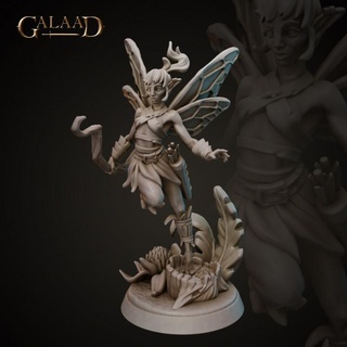 fairy elf 02 - march release galaad miniatures dragon fantasy female forest girl roleplay magic staff bow tabletop dungeon spirit fairies woodland 3d print model - Mito3D