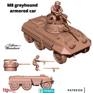 m8 greyhound armored car - 28mm eskice miniature aron Tabletop Characters & Creatures Historical Universe Vehicles Machines Store action bolt tank usa vehicle paratrooper armoured 1 72 wargamer 3d print model - Mito3D