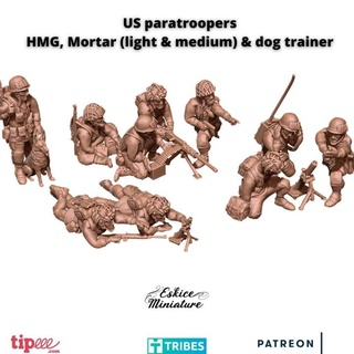 us paratroopers supports hmg & mortar - 28mm eskice miniature - aron  Tabletop Tabletop Characters & Creatures Historical Universe Tabletop Tabletop Characters & Creatures Store action bolt usa warhammer miniature ww2 wargame mortar us 28mm paratrooper eskice 1 72 mitrailleuse hmg mortier parachutiste  3d print model - Mito3D