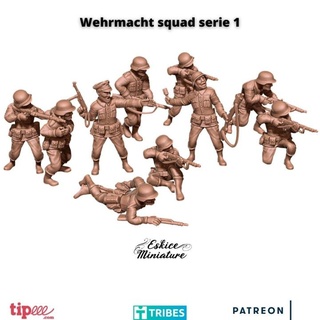 wehrmacht squad serie 1 - 28mm eskice miniature aron Tabletop Characters & Creatures Sci-Fi Universe action bolt soldier german ww2 wargame 72 deutch 3d print model - Mito3D