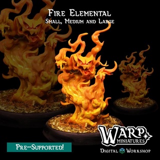 fire elementals - small medium large warp miniatures Tabletop Characters & Creatures Fantasy Universe dragons dungeons fantasy warhammer elemental flame 28mm dnd pathfinder 32mm 3d print model - Mito3D