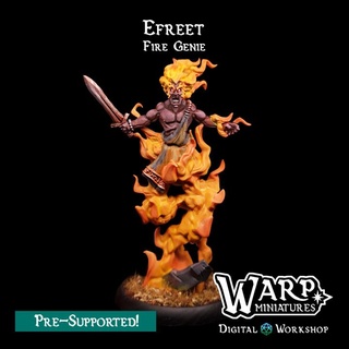 efreet - fire genie warp miniatures Tabletop Characters & Creatures Fantasy Universe Store dragons dungeons warhammer elemental flame 28mm dnd pathfinder 32mm 3d print model - Mito3D