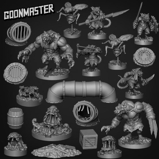 sewer dwellers release goon master Tabletop Characters & Creatures Sci-Fi Universe 3D Printable Terrain terrain box bug fly giant pipe rat drain ooze slime barrel wasp crate mice roid 3d print model - Mito3D