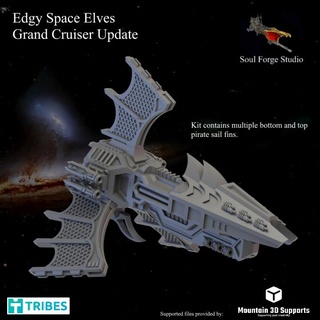 edgy space elf grand cruiser soul forge studio Tabletop Characters & Creatures Sci-Fi Universe Vehicles Machines edgyelves 3d print model - Mito3D