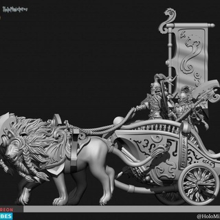 highborn elves lion chariot holominiatures Tabletop Characters & Creatures Fantasy Universe beast elf hero wargaming high lord tabletop elven dnd warmachine lioness 9thage highelf the9thage highborne 3d print model - Mito3D
