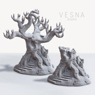 fantasia floresta antigo santuário árvore Vesna esculpe tampo mesa 3D imprimível terreno miniatura cenário 3d print model - Mito3D