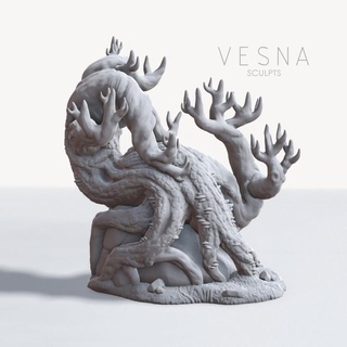 fantasia floresta monstruoso árvore Vesna esculpe tampo mesa 3D imprimível terreno miniatura cenário pântano 3d print model - Mito3D