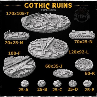 gótico ruínas base chapéus coco Diversão oficina tampo mesa 3D imprimível terreno fantasia martelo guerra 50mm 40mm basetoppers 32 60 170 105 3d print model - Mito3D